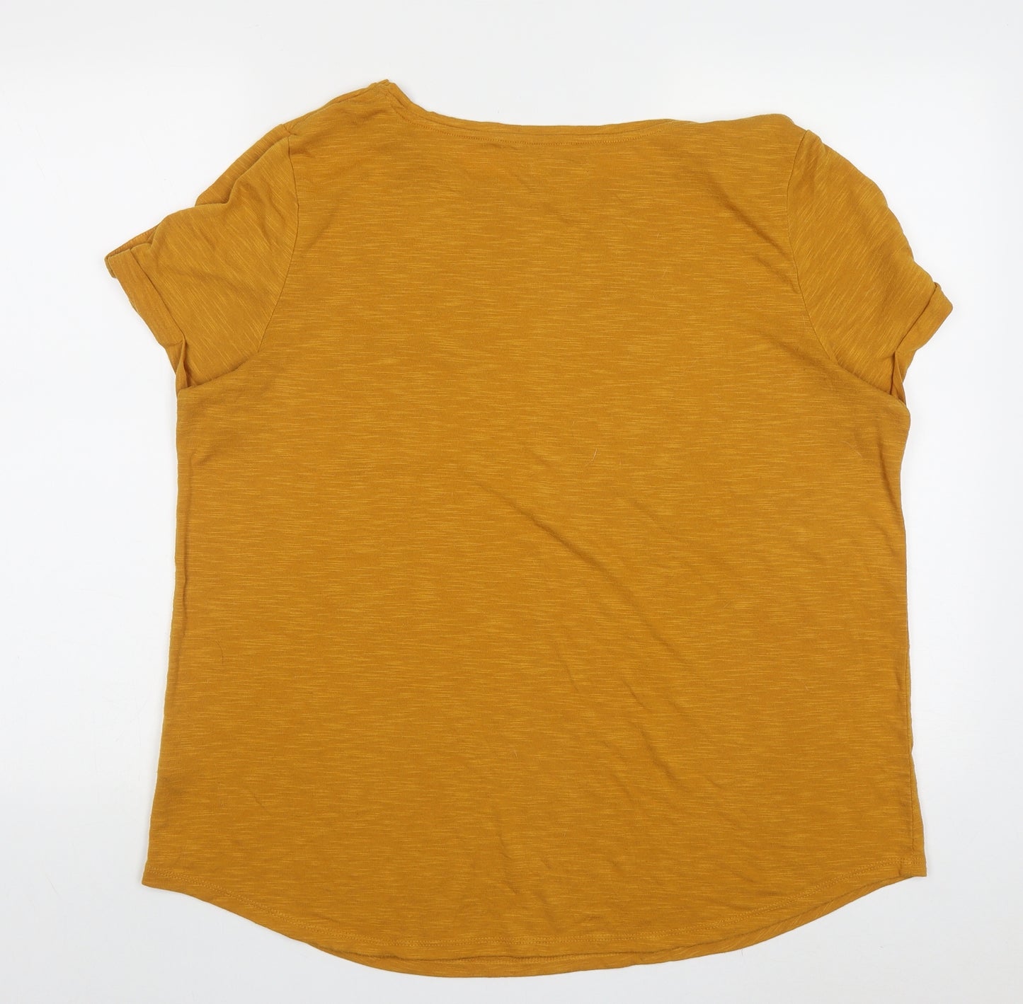 Papaya Womens Yellow  Polyester Basic T-Shirt Size 18 Boat Neck - pocket on front