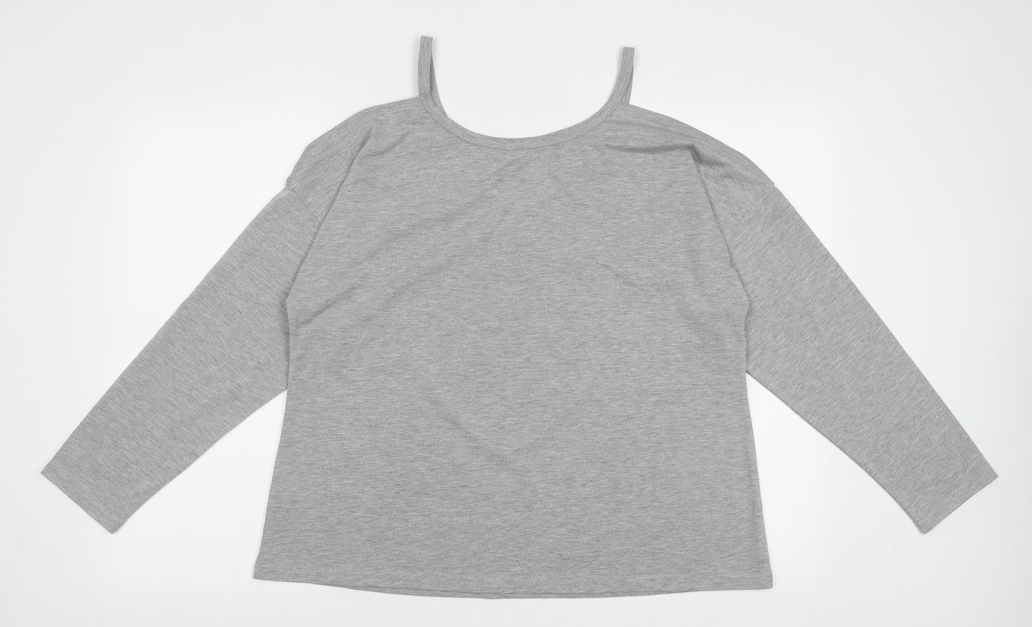 SheIn Womens Grey Animal Print Polyester Jersey T-Shirt Size XL V-Neck - Cold Shoulder