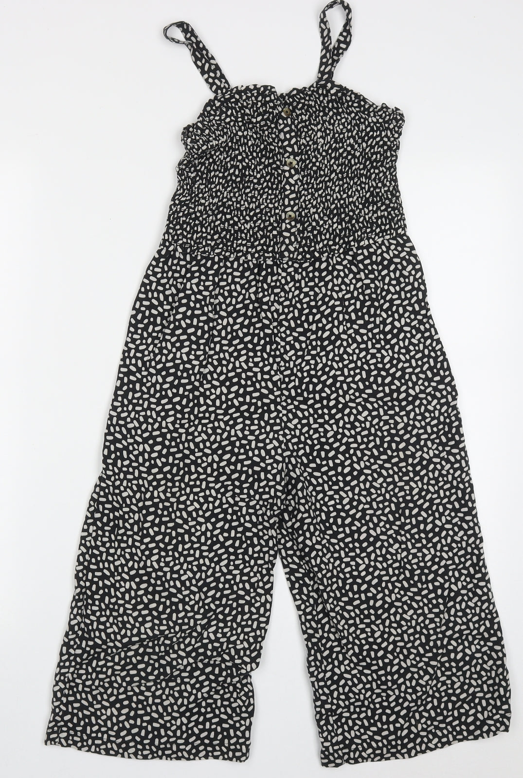 TU Girls Black Geometric Viscose Jumpsuit One-Piece Size 8 Years  Pullover