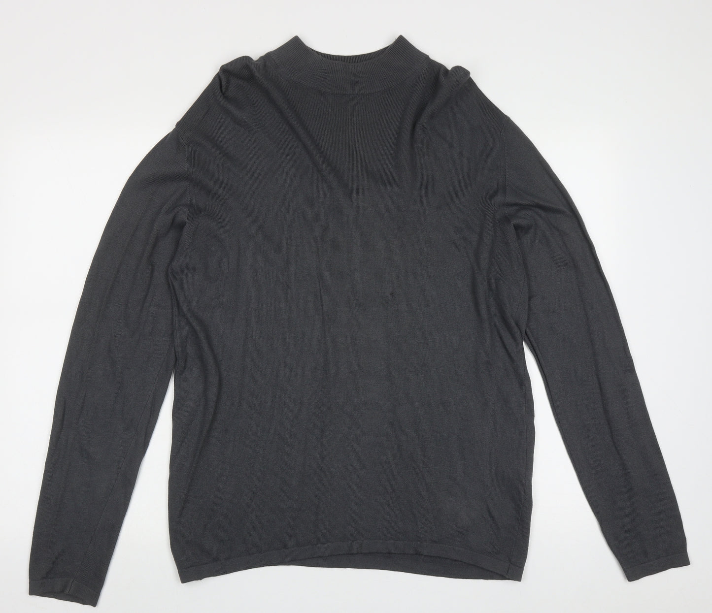 Boss Mens Grey High Neck  Cotton Pullover Jumper Size L