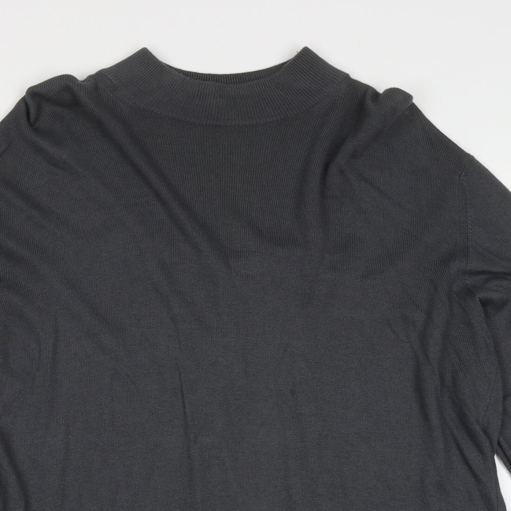 Boss Mens Grey High Neck  Cotton Pullover Jumper Size L