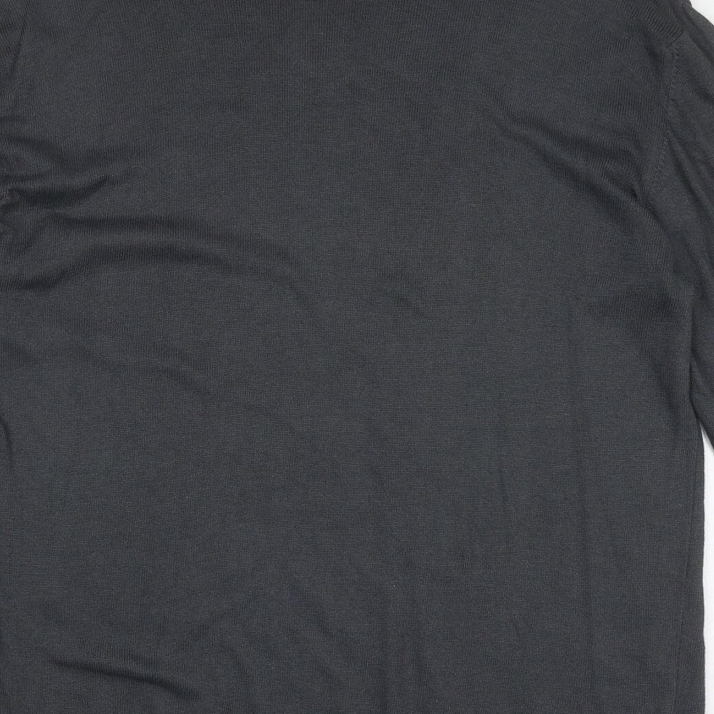 Boss Mens Grey High Neck  Cotton Pullover Jumper Size L
