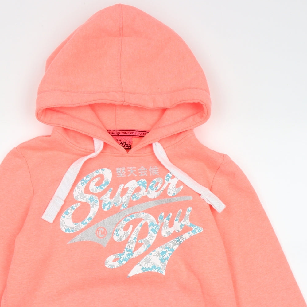 Superdry Womens Pink  Cotton Pullover Hoodie Size L  Pullover
