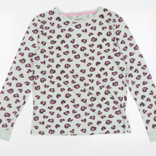 F&F Girls Green Animal Print Cotton Cami Pyjama Top Size 12-13 Years  Pullover