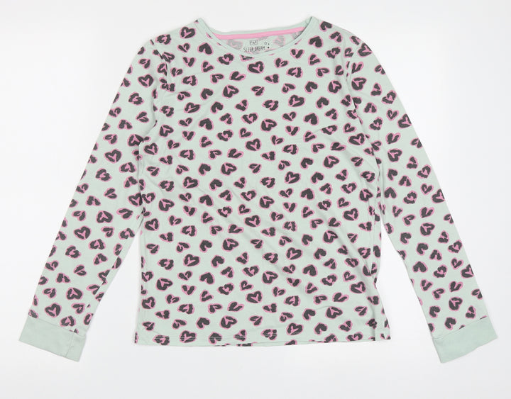 F&F Girls Green Animal Print Cotton Cami Pyjama Top Size 12-13 Years Pullover