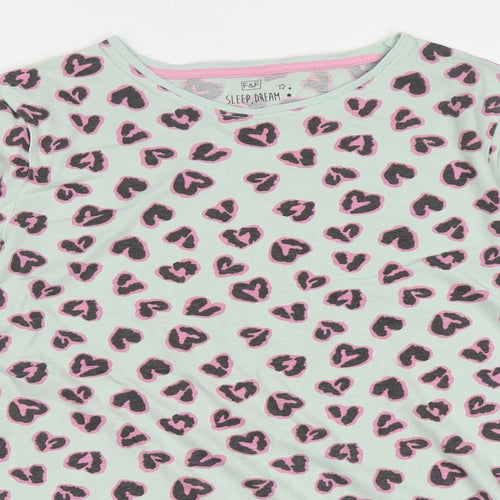 F&F Girls Green Animal Print Cotton Cami Pyjama Top Size 12-13 Years  Pullover