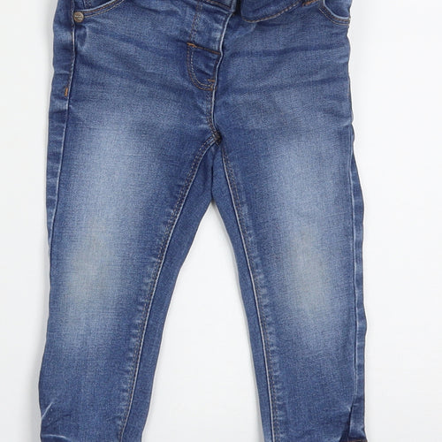 NEXT Girls Blue  Cotton Capri Jeans Size 12-18 Months  Buckle