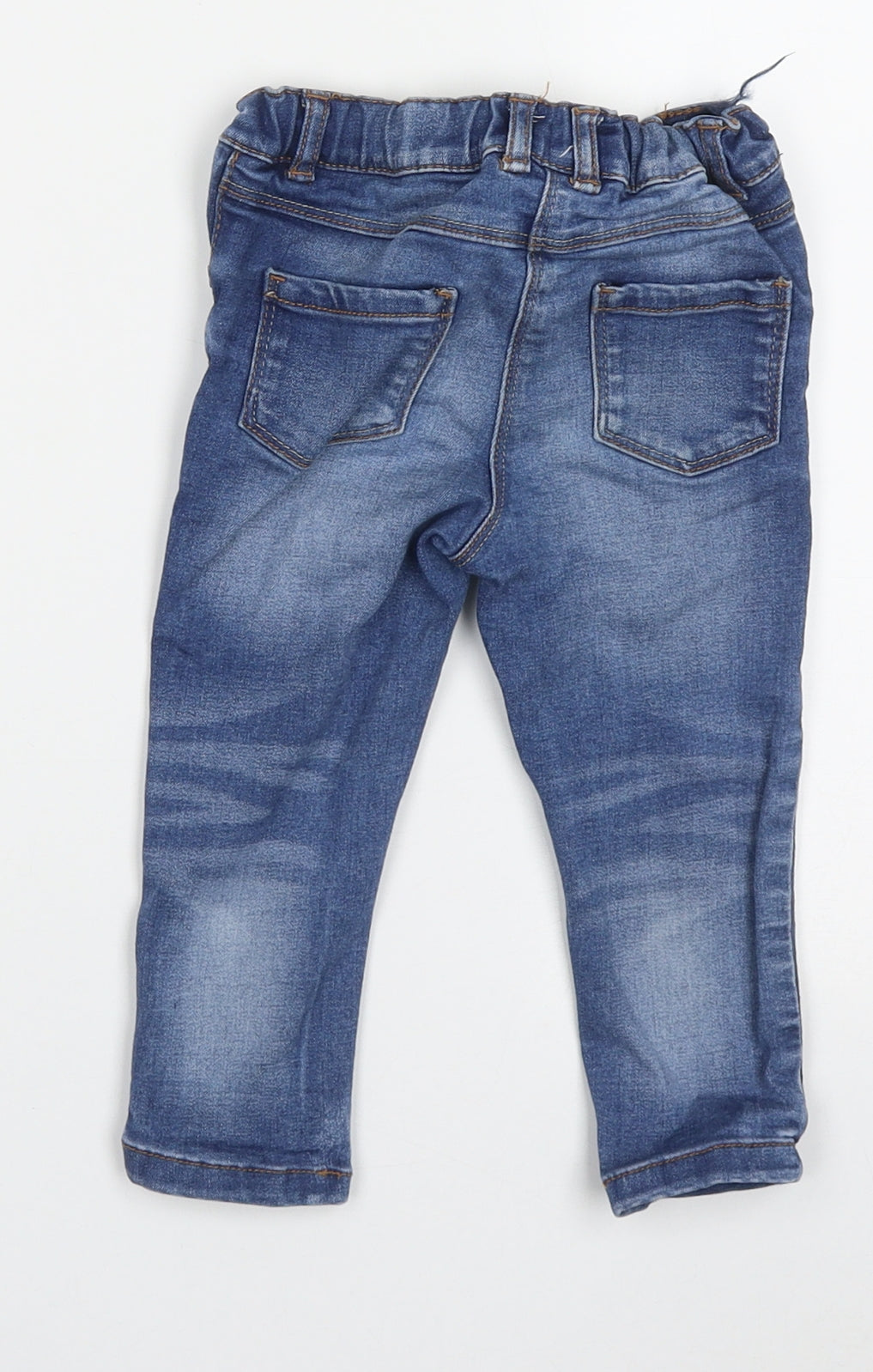 NEXT Girls Blue  Cotton Capri Jeans Size 12-18 Months  Buckle