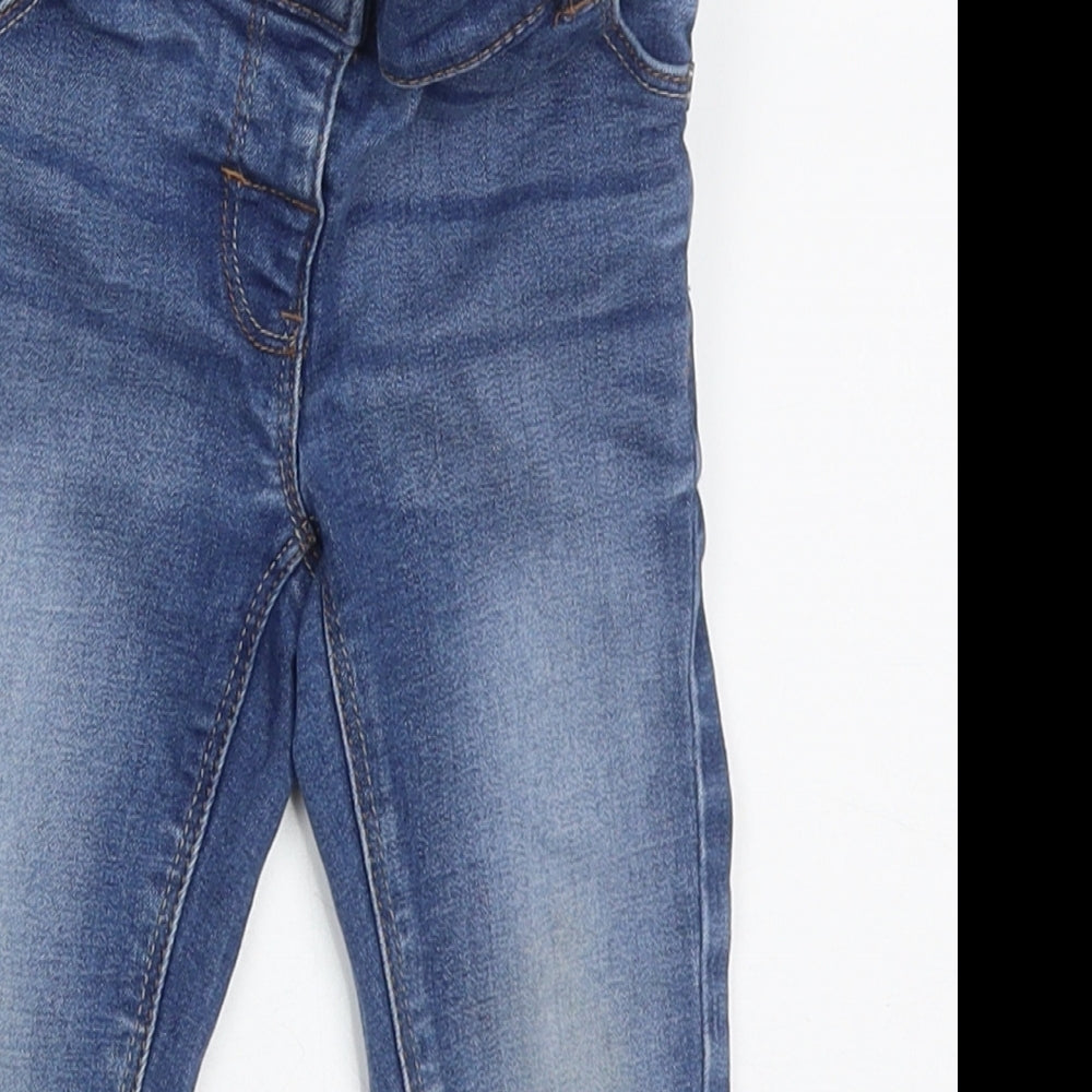 NEXT Girls Blue  Cotton Capri Jeans Size 12-18 Months  Buckle
