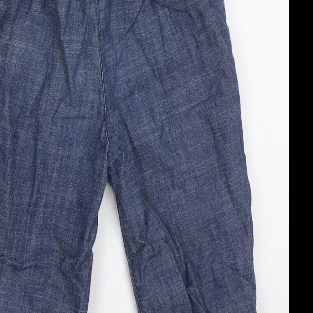 Marks and Spencer Girls Blue Floral Cotton Capri Trousers Size 12-18 Months  Pullover