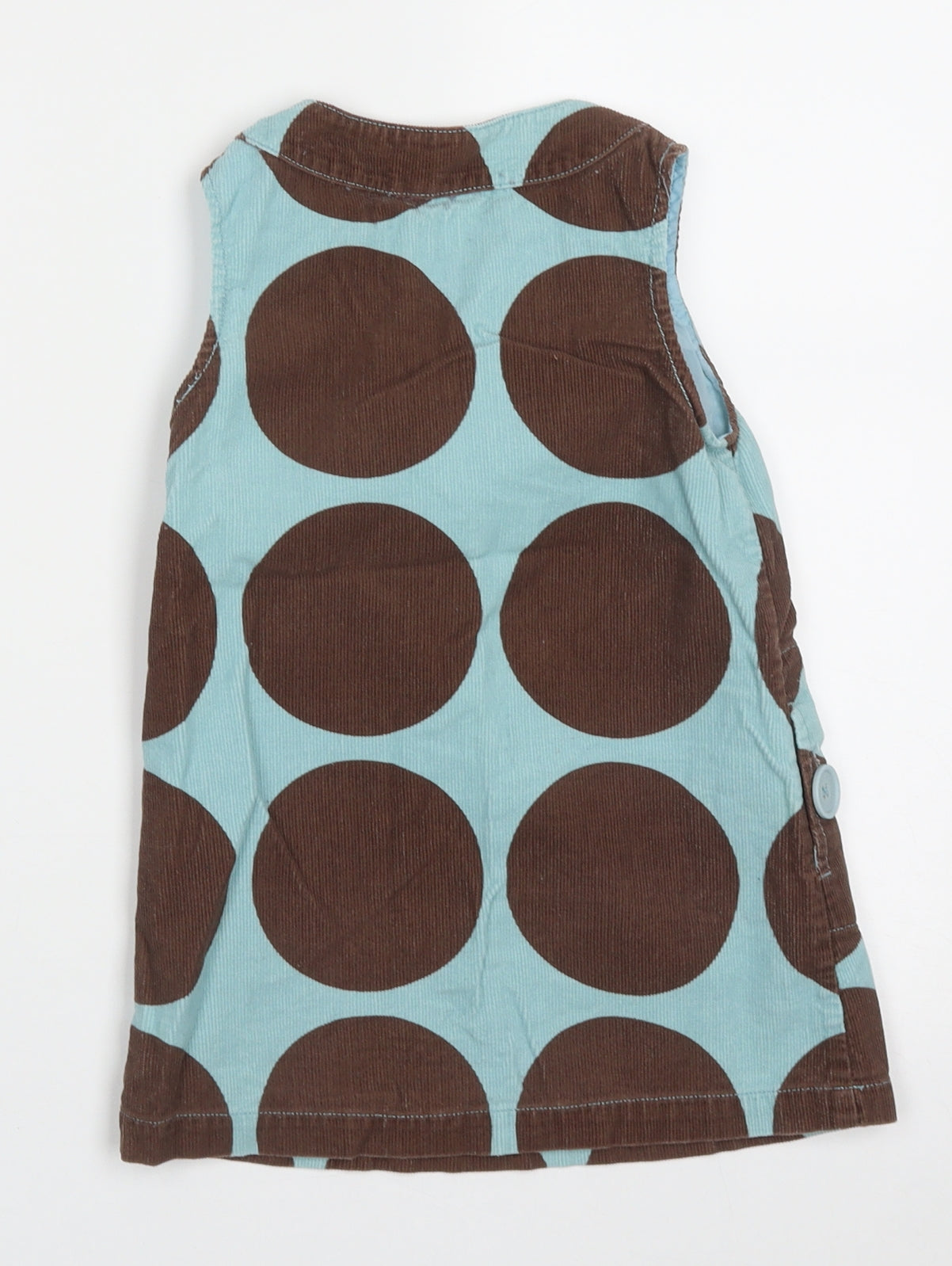 Mini Boden Girls Blue Polka Dot Cotton Shift  Size 2-3 Years  Crew Neck Zip