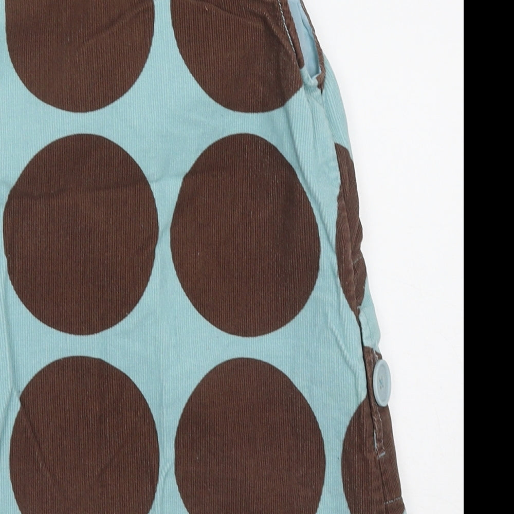 Mini Boden Girls Blue Polka Dot Cotton Shift  Size 2-3 Years  Crew Neck Zip