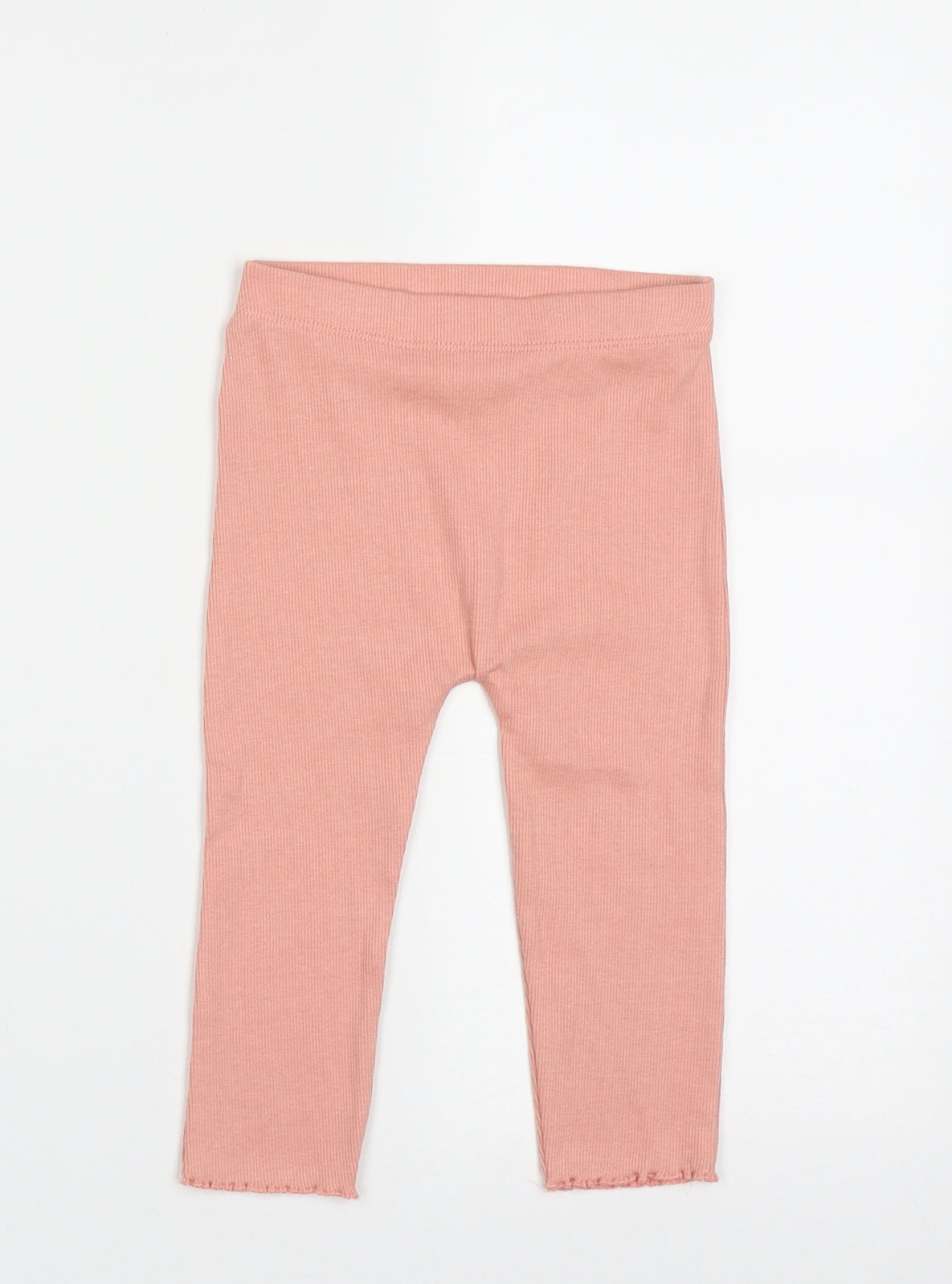 George Girls Pink  Cotton Capri Trousers Size 12-18 Months  Pullover - Lettuce Edging on legs