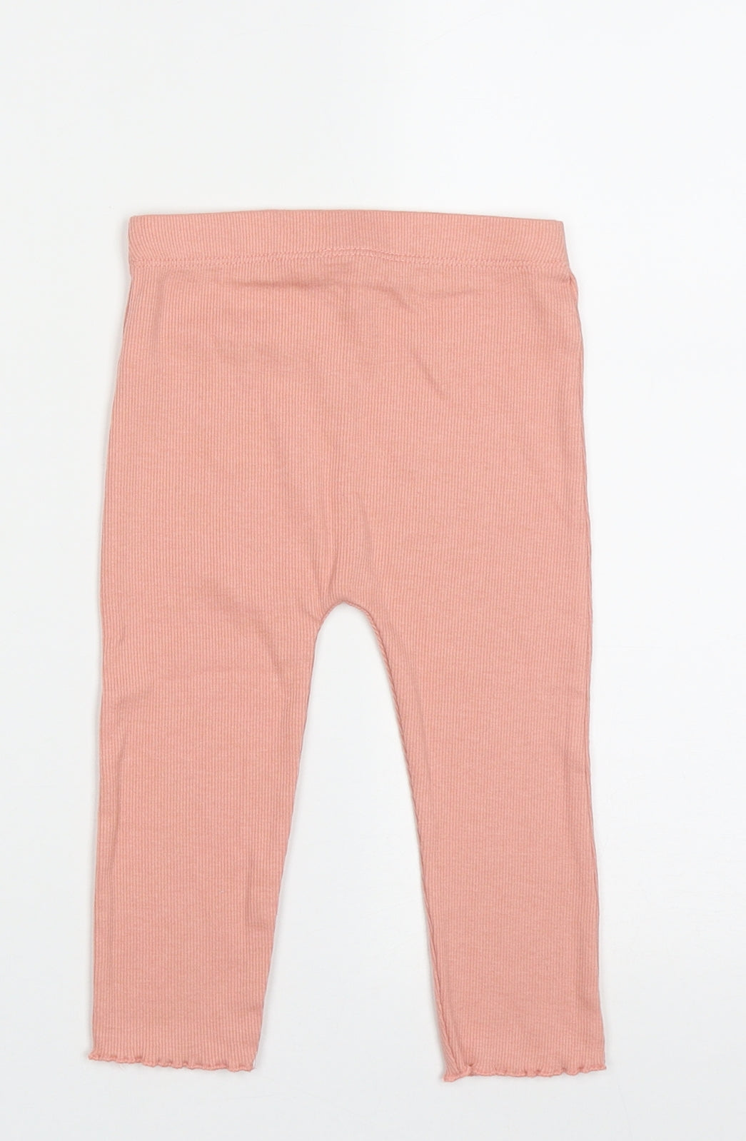 George Girls Pink  Cotton Capri Trousers Size 12-18 Months  Pullover - Lettuce Edging on legs