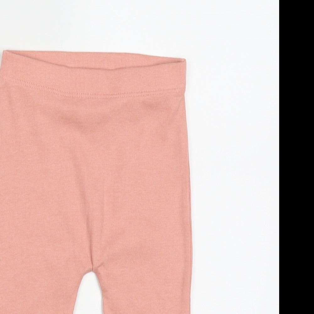 George Girls Pink  Cotton Capri Trousers Size 12-18 Months  Pullover - Lettuce Edging on legs
