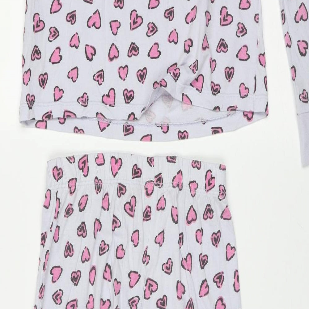 F&F Girls Purple Geometric Cotton Cami Pyjama Set Size 11-12 Years  Pullover - heart pattern