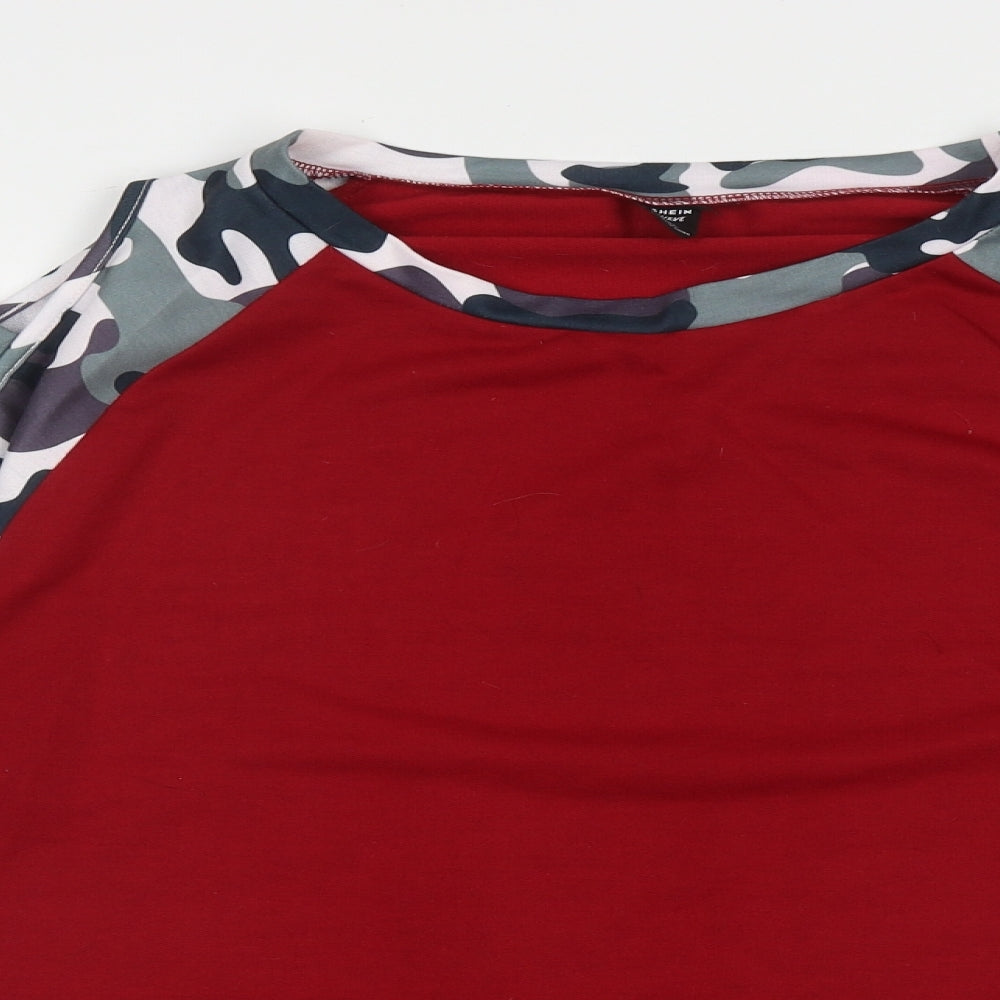 sein Womens Red Crew Neck Camouflage Polyester Pullover Jumper Size XL   - Cold Shoulder