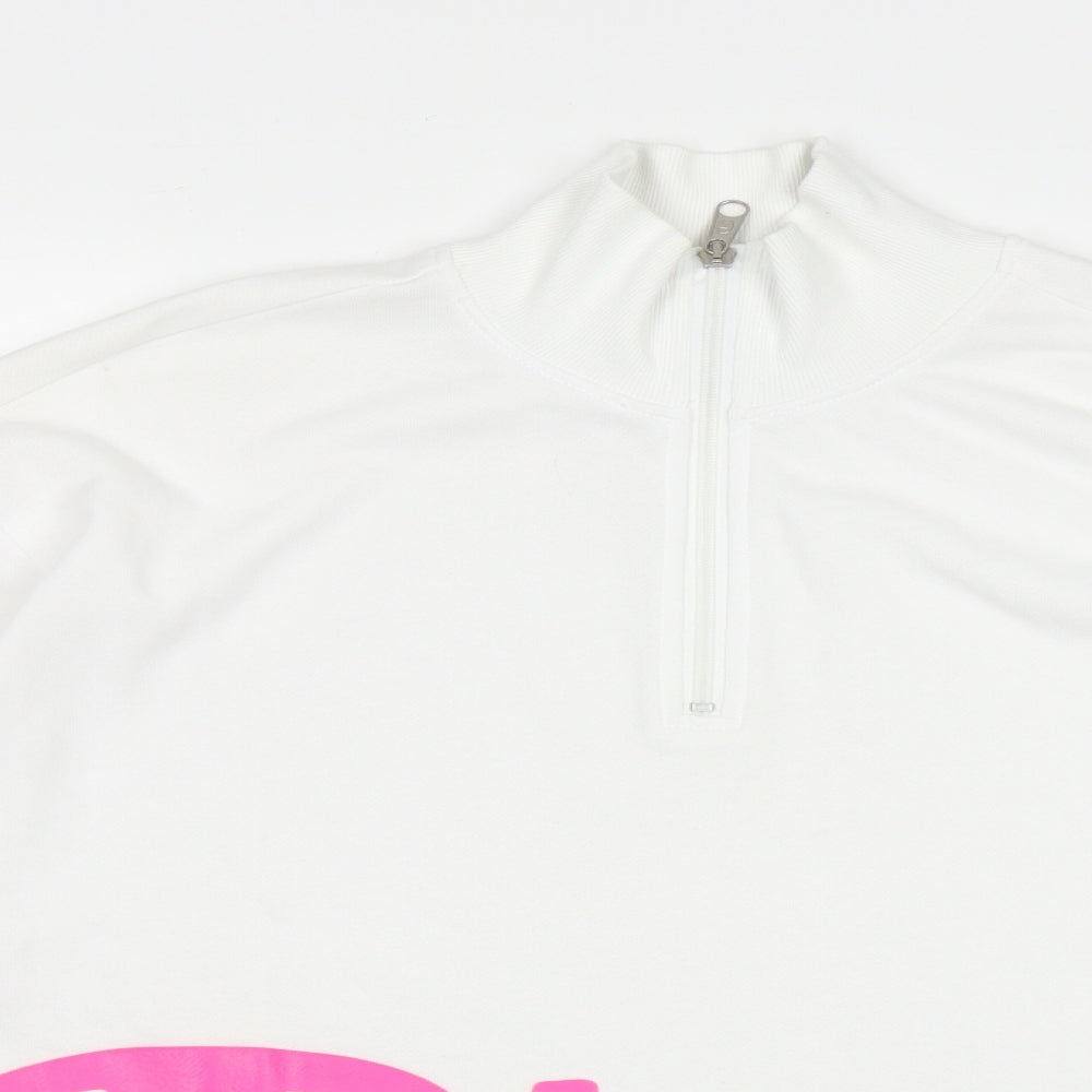 Champion Womens White  Polyester Pullover Sweatshirt Size L  Zip