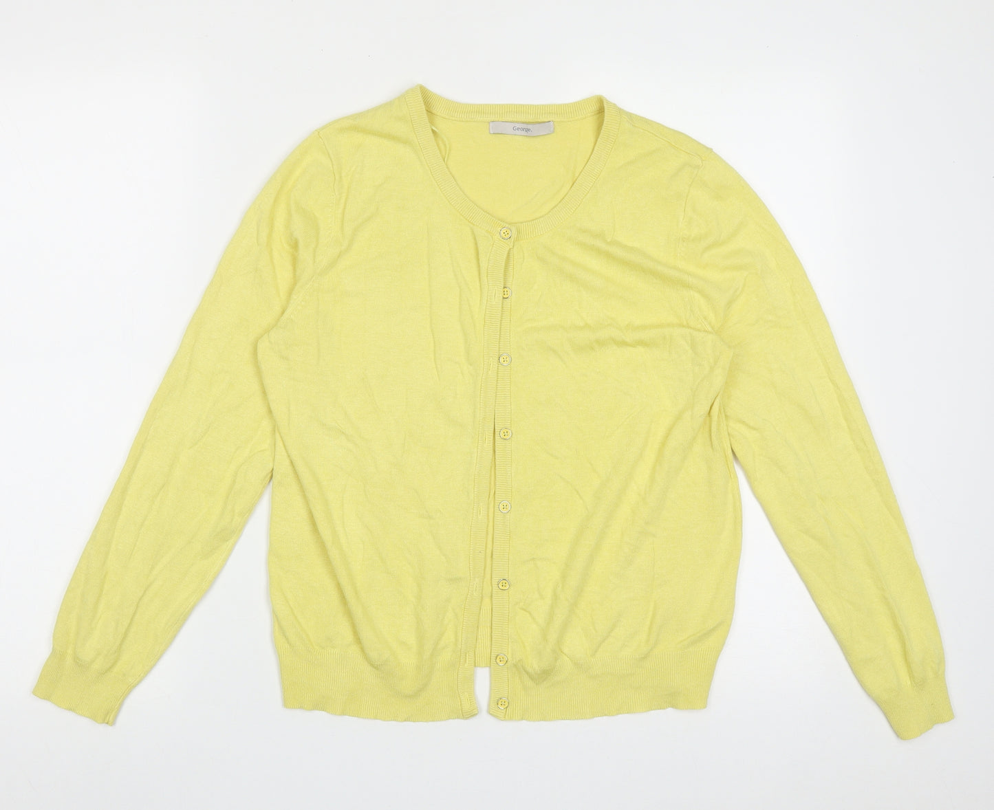 George Womens Yellow Crew Neck  Viscose Cardigan Jumper Size 12