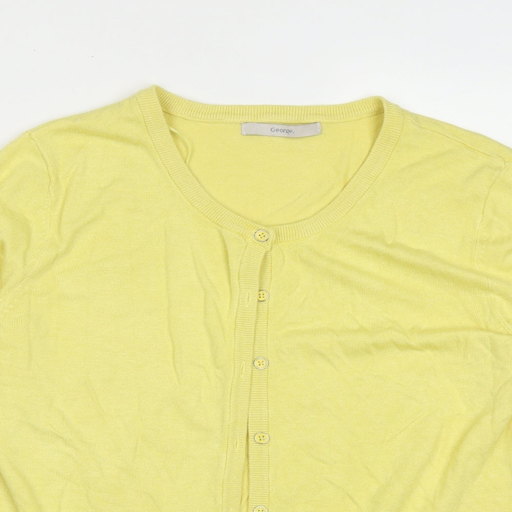 George Womens Yellow Crew Neck  Viscose Cardigan Jumper Size 12