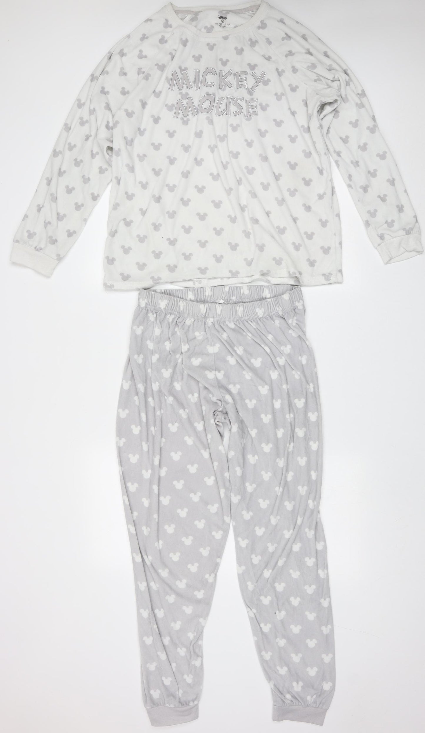 Primark Womens Grey Geometric Polyester  Pyjama Set Size M   - mickey mouse
