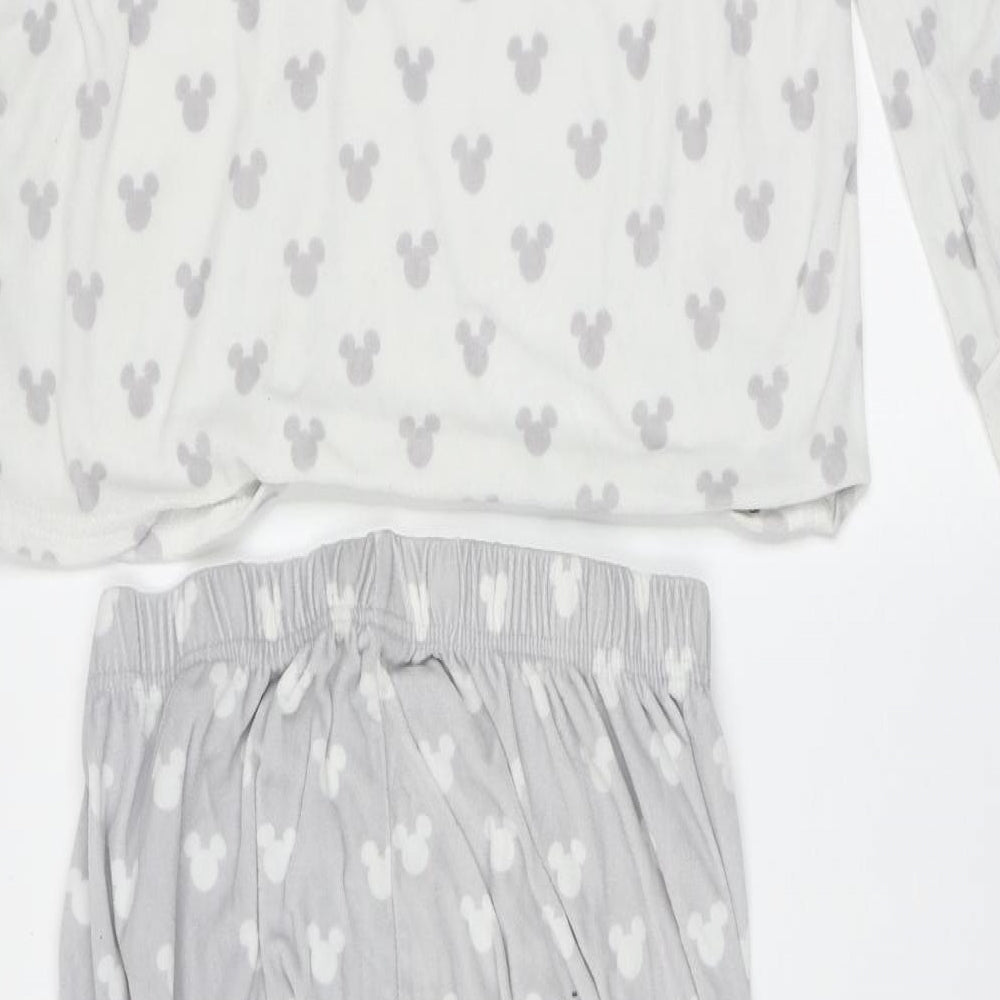 Primark Womens Grey Geometric Polyester  Pyjama Set Size M   - mickey mouse
