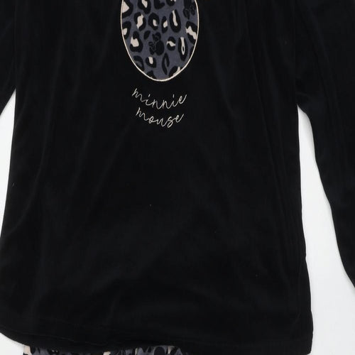 Primark Womens Black Animal Print Polyester  Pyjama Set Size M   - minnie mouse