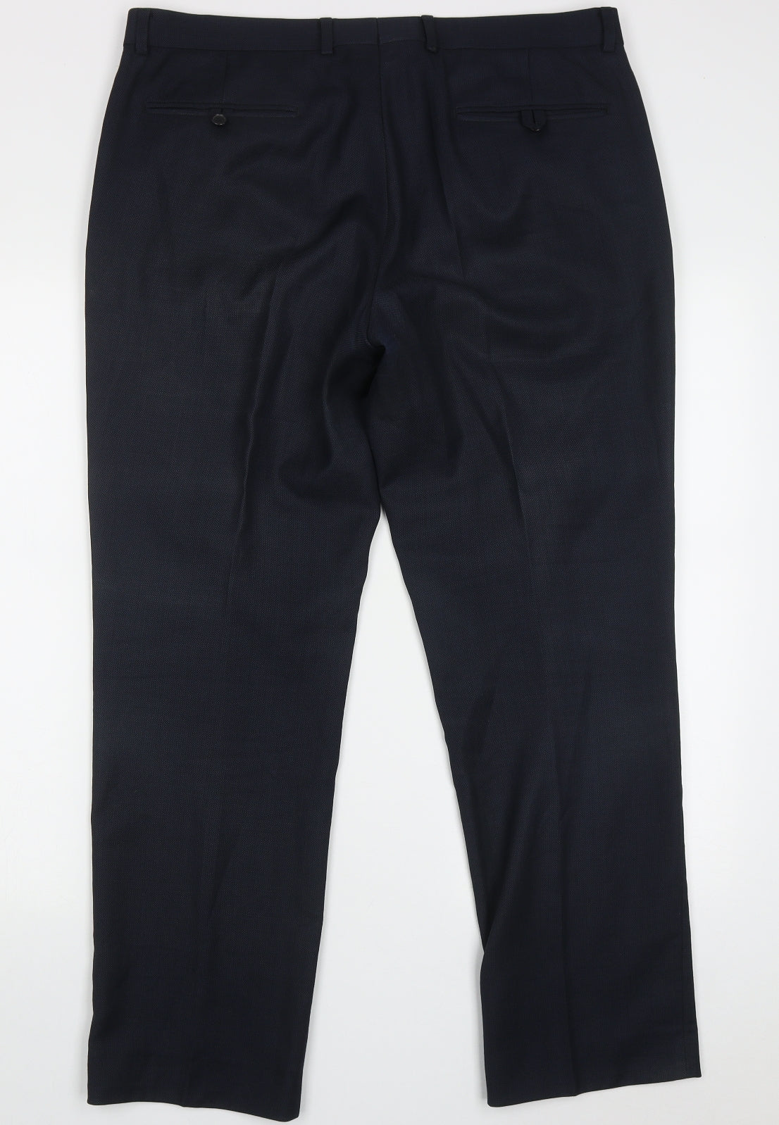 New & Lingwood Mens Blue  Wool Trousers  Size 34 L28 in Regular Hook & Eye - Short leg