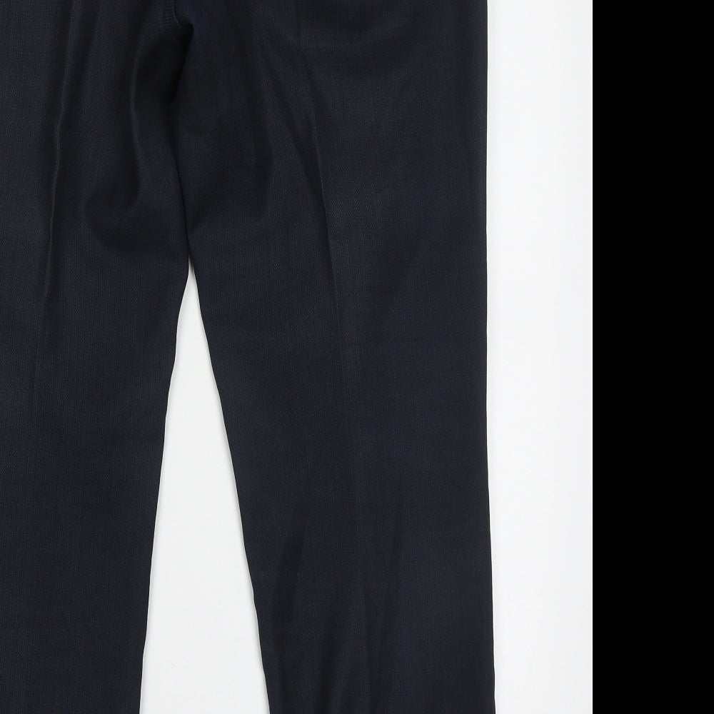 New & Lingwood Mens Blue  Wool Trousers  Size 34 L28 in Regular Hook & Eye - Short leg