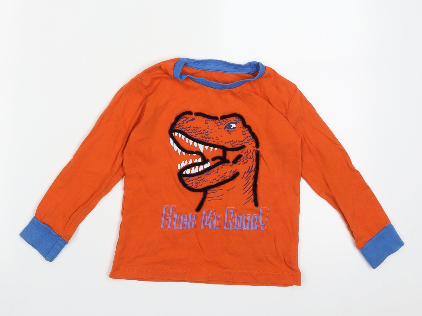 Dunnes Stores Boys Orange  Cotton Basic Casual Size 3-4 Years Crew Neck Pullover - Hear Me Roar