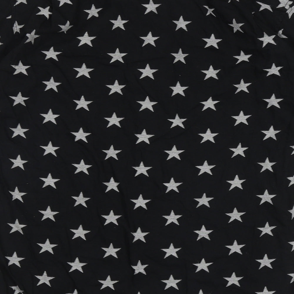 adidas Mens Black Geometric Cotton  Button-Up Size S Collared Button - star pattern