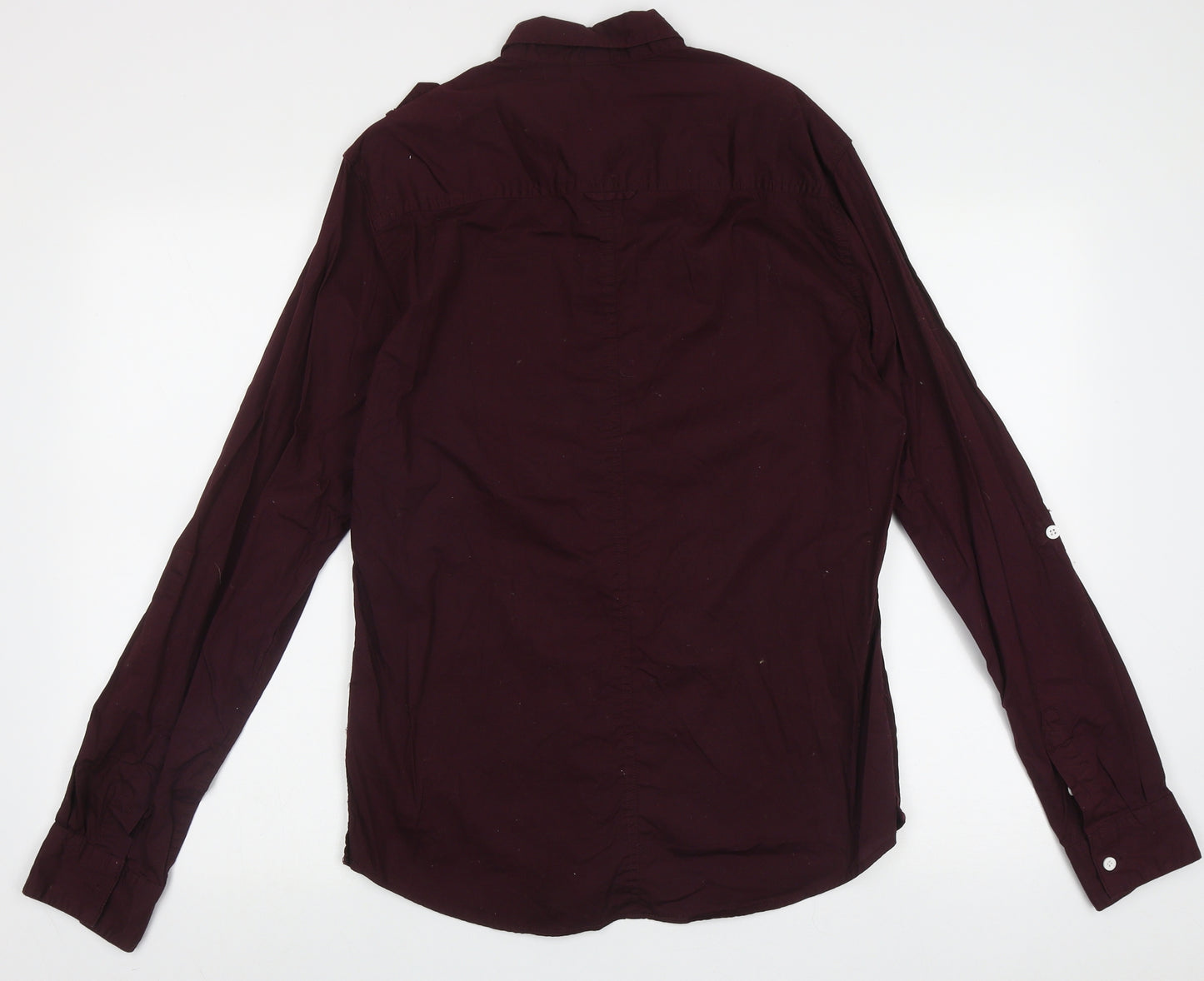 Firetrap Mens Purple  Cotton  Button-Up Size M Collared Button