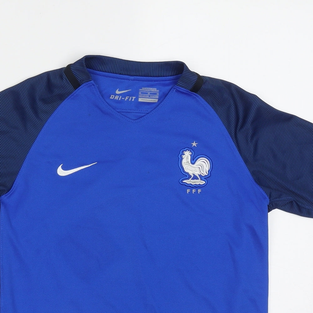 Nike Boys Blue  Polyester Basic T-Shirt Size 11-12 Years Crew Neck Pullover - France