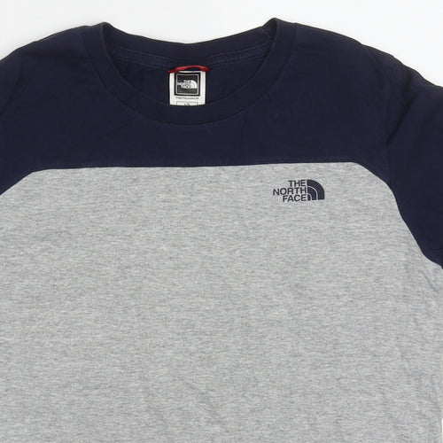 The North Face Boys Grey  Cotton Basic T-Shirt Size 12-13 Years Crew Neck Pullover