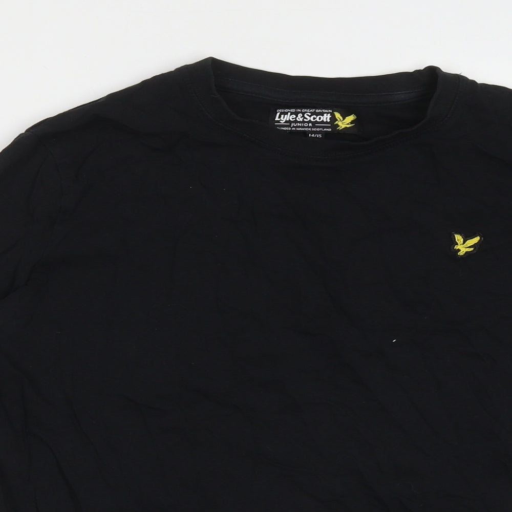 Lyle & Scott Boys Black  Cotton Basic Casual Size 14-15 Years Crew Neck Pullover