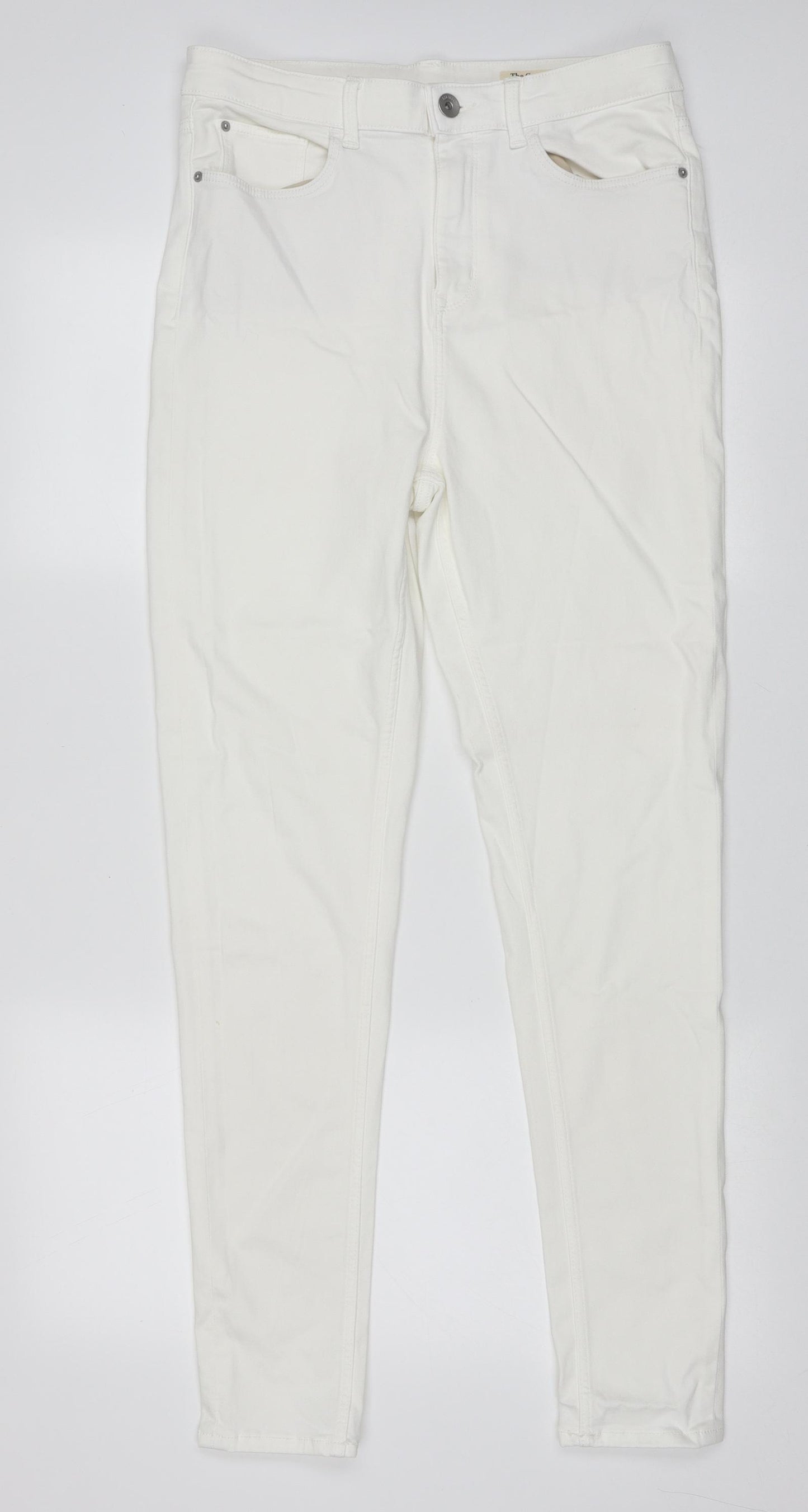 Marks and Spencer Womens White  Cotton Skinny Jeans Size 14 L30 in Regular Button