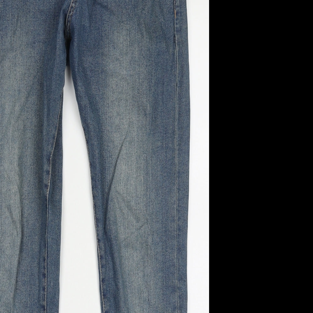 H&M Mens Black  Cotton Straight Jeans Size 34 L32 in Regular Button