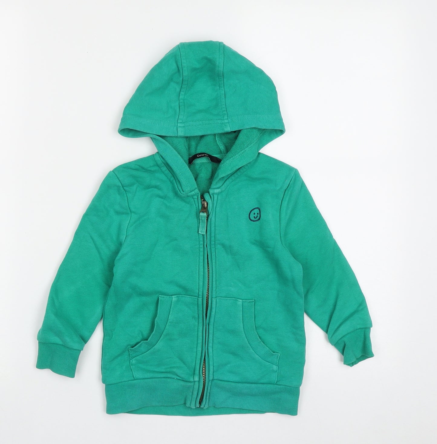 George Boys Green  Cotton Full Zip Hoodie Size 2 Years  Zip