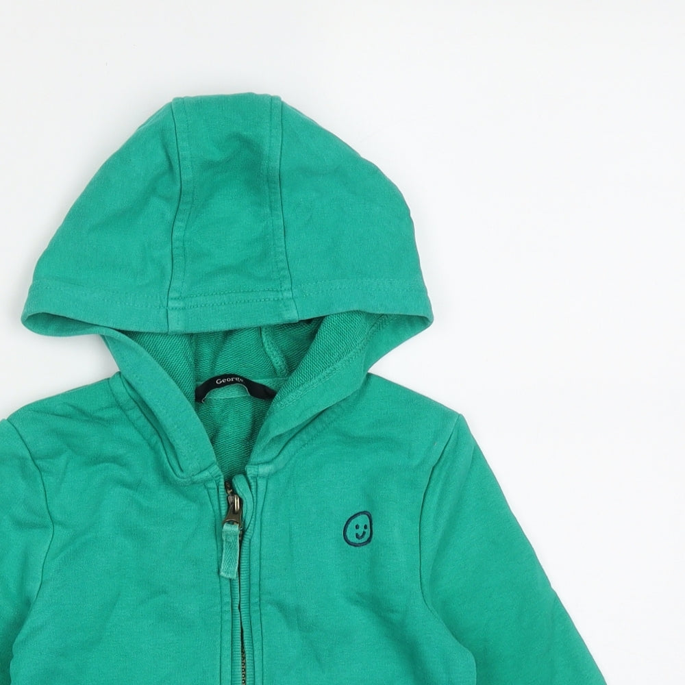 George Boys Green  Cotton Full Zip Hoodie Size 2 Years  Zip