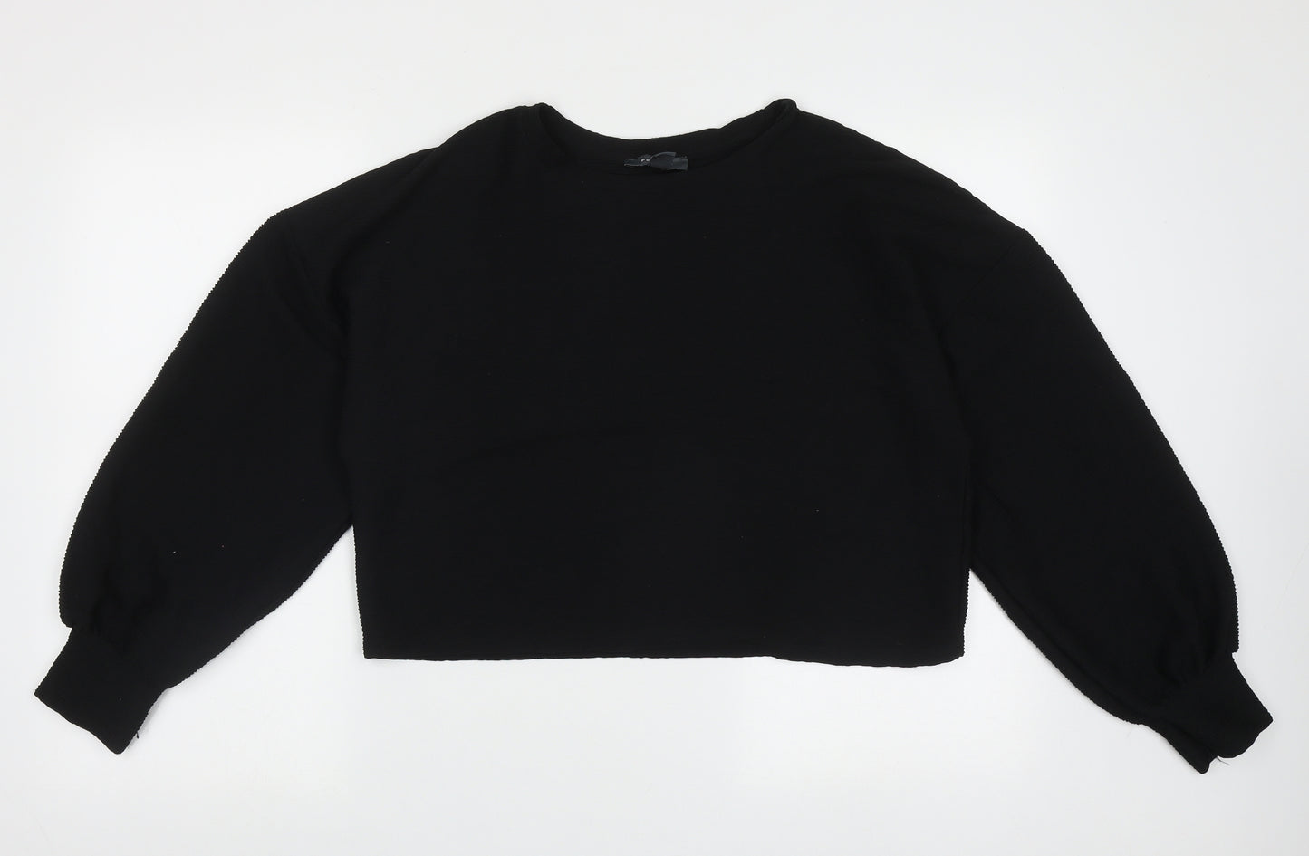 Primark Womens Black Crew Neck  Polyester Pullover Jumper Size M   - crop jumper