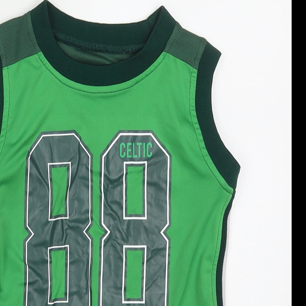 official merchandise  Boys Green  Polyester Basic Tank Size 6-7 Years Crew Neck Pullover - The Celtic Football Club