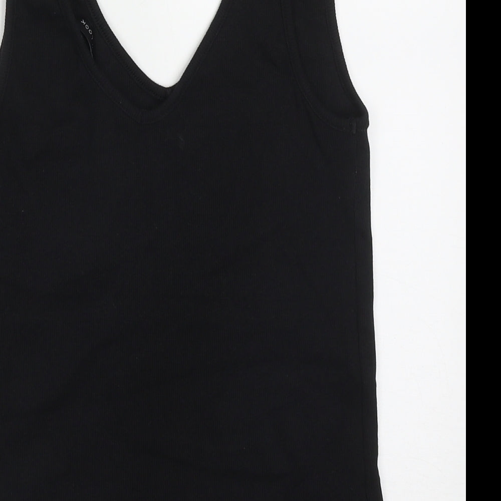 New Look Womens Black  Cotton Basic Tank Size 14 V-Neck - Lettuce Edging