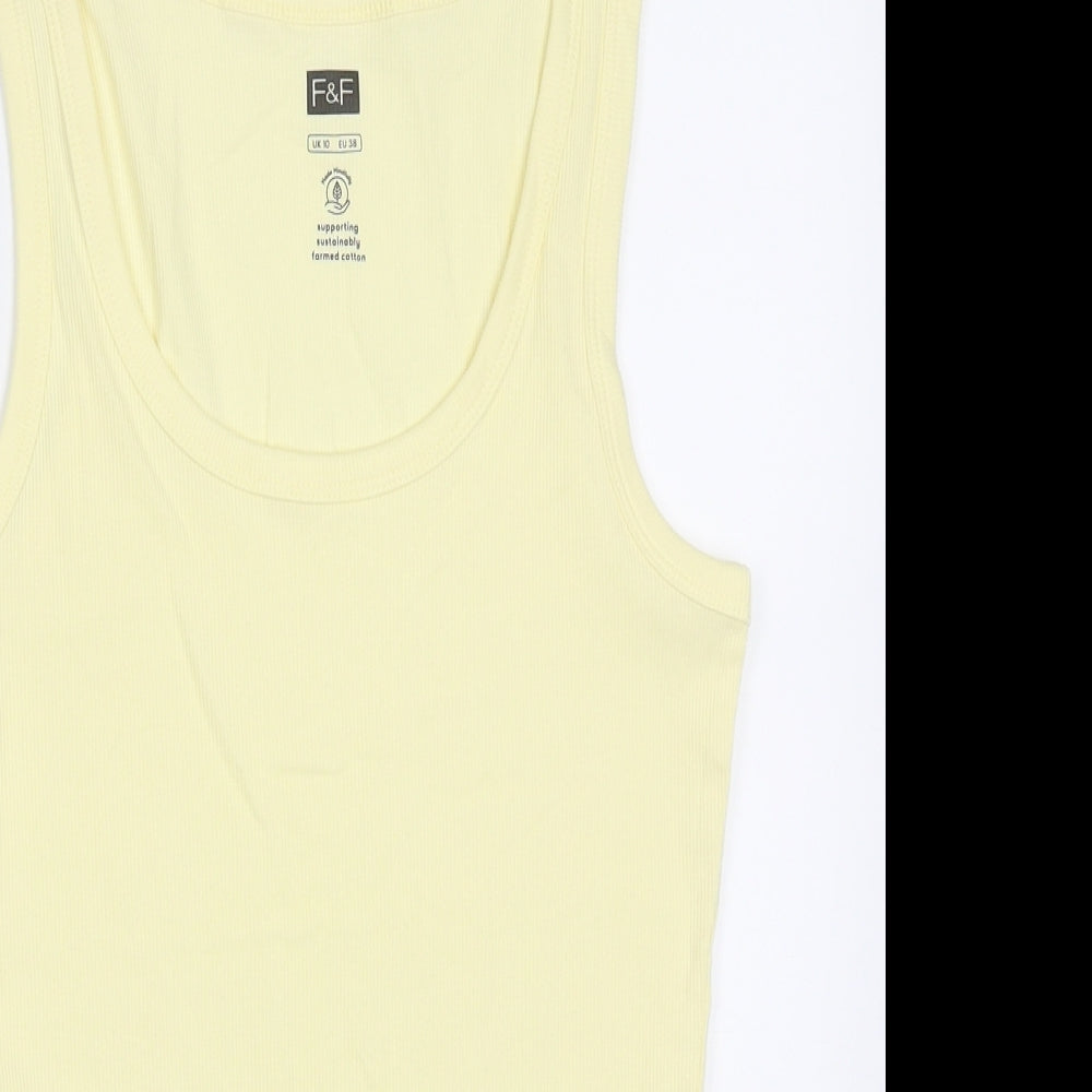 F&F Womens Yellow  Cotton Basic Tank Size 10 Scoop Neck
