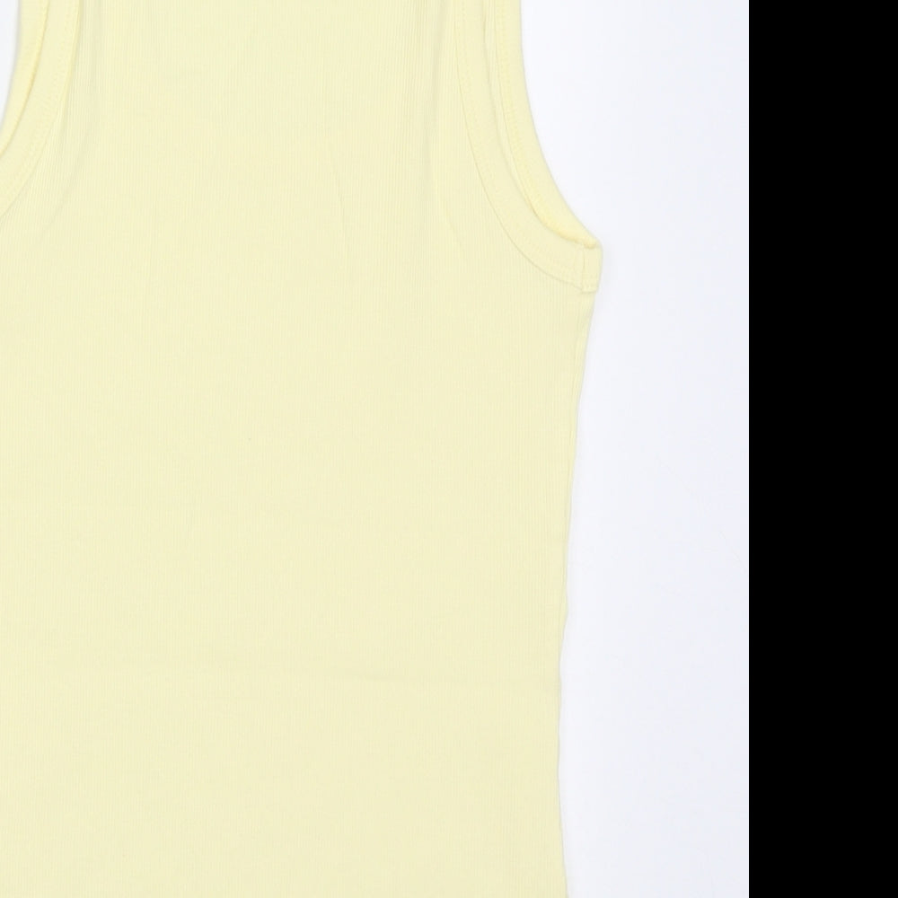 F&F Womens Yellow  Cotton Basic Tank Size 10 Scoop Neck