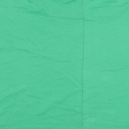 Zara Womens Green  Cotton Cropped T-Shirt Size S Crew Neck