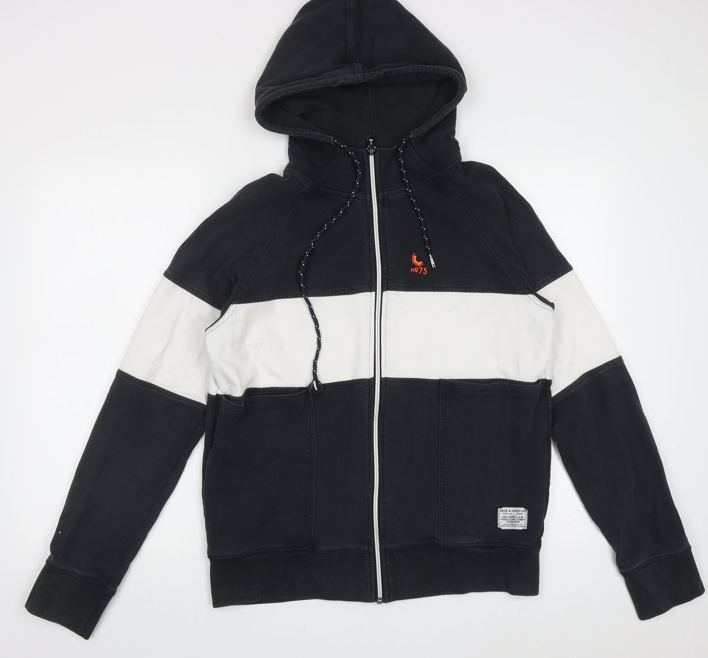 Jakc & Jones Mens Black Plaid  Full Zip Hoodie Size L