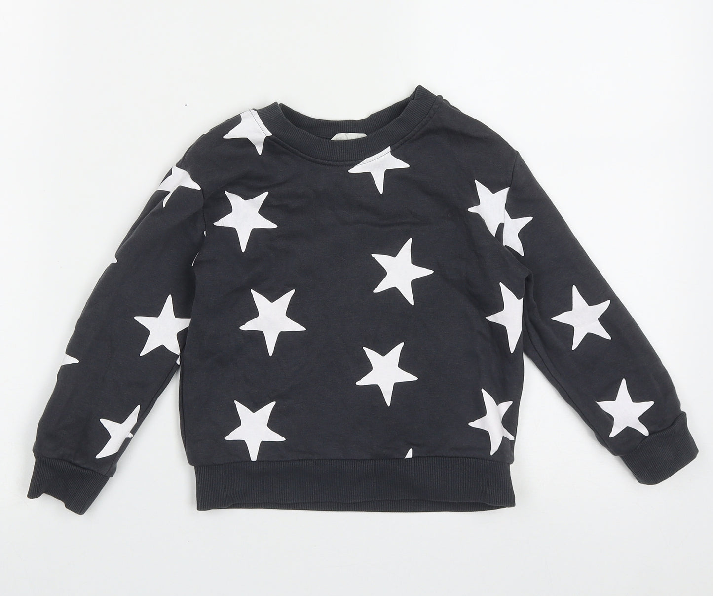 H&M Boys Grey Geometric Cotton Pullover Sweatshirt Size 2-3 Years  Pullover - star pattern