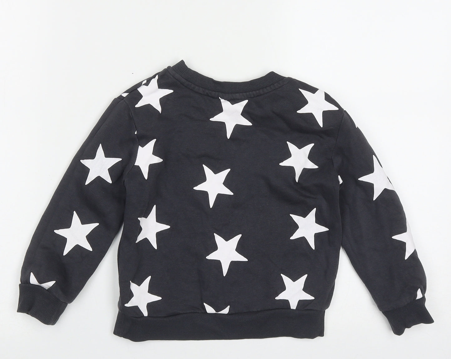 H&M Boys Grey Geometric Cotton Pullover Sweatshirt Size 2-3 Years  Pullover - star pattern