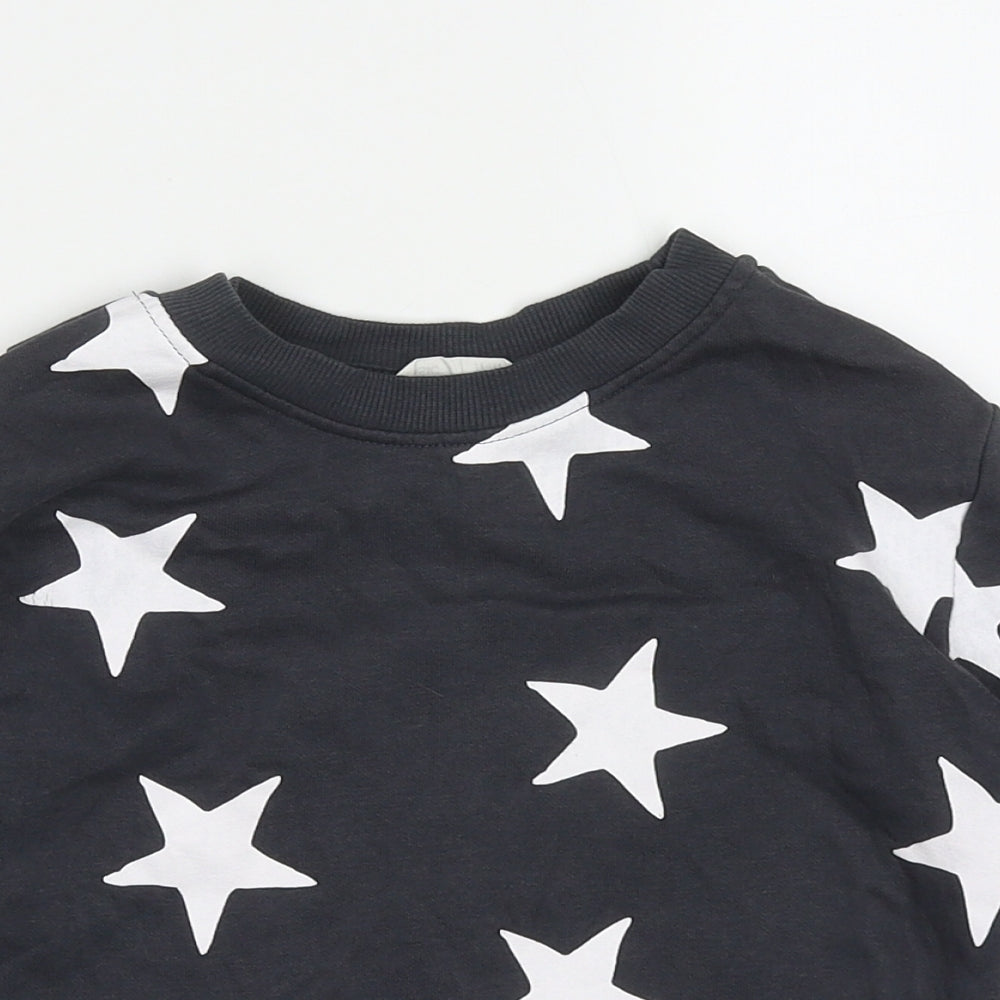 H&M Boys Grey Geometric Cotton Pullover Sweatshirt Size 2-3 Years  Pullover - star pattern
