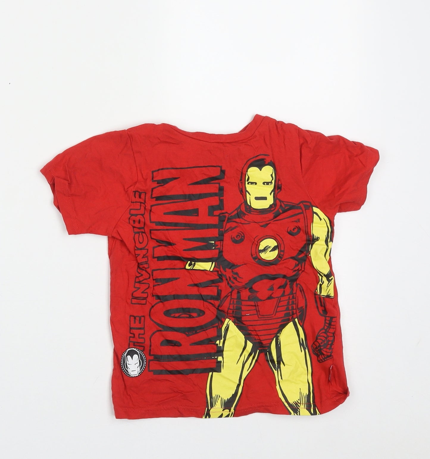 George Boys Red  Cotton Basic T-Shirt Size 3-4 Years Crew Neck Pullover - Marvel
